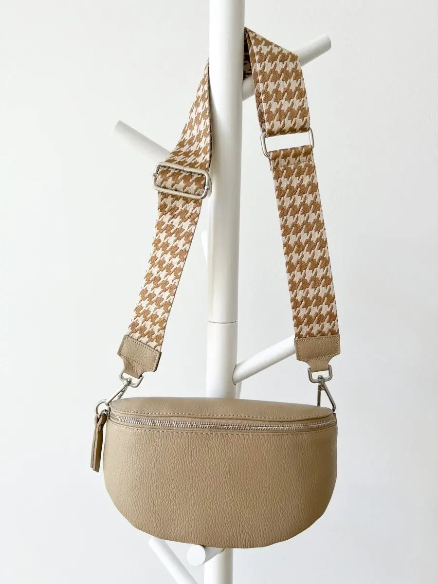 Crossbody Bag MIAMI NUDE mit Gurt BEIGE KARIERT NUDE