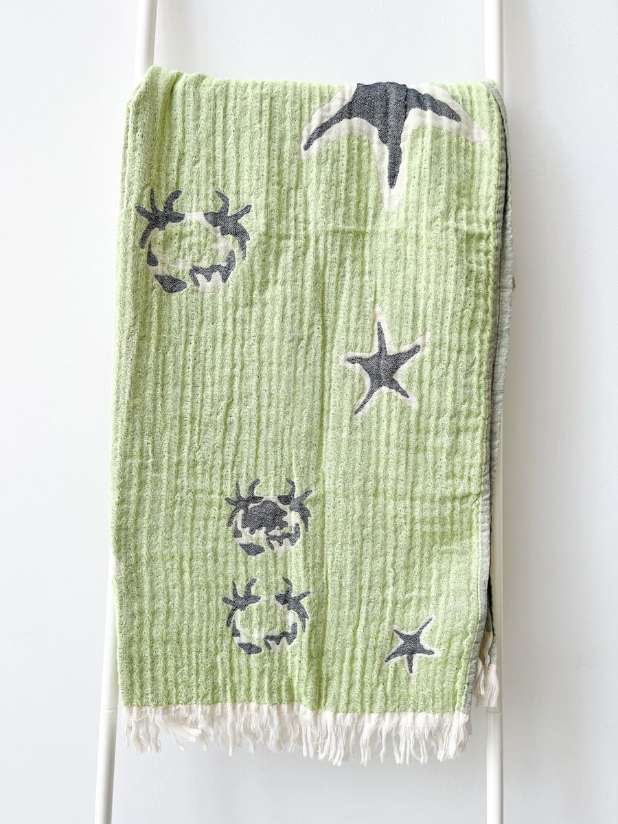 Strandtuch ASTERI MUSLIN NAVYBLUE & LIME