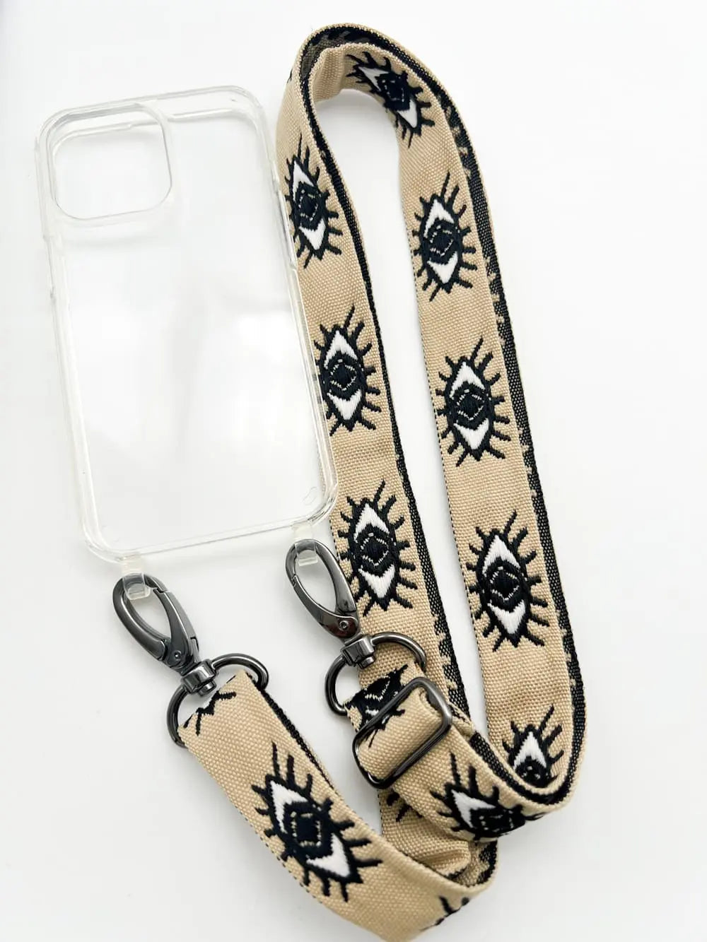 Handykette EYES BEIGE Set mit Hülle transparent