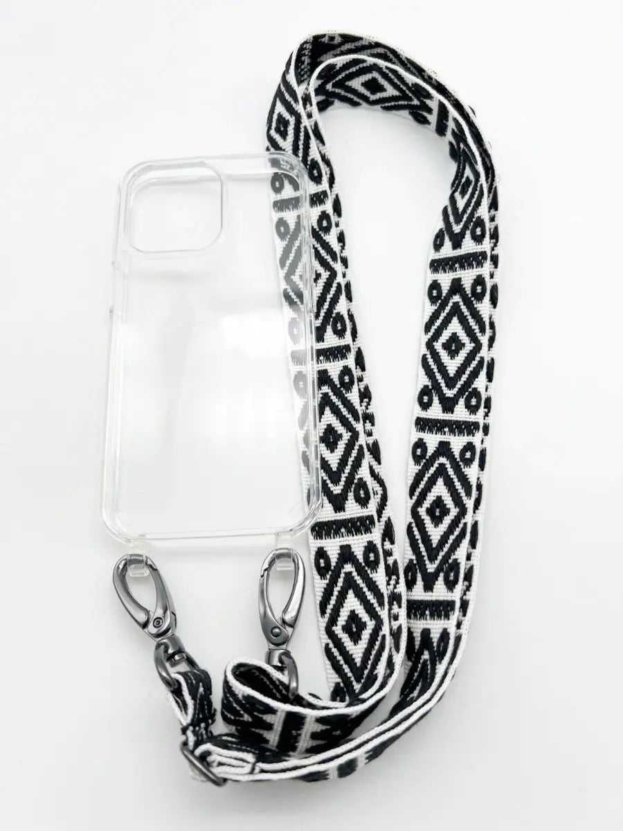 Handykette MAYA BLACK AND WHITE Set mit Hülle transparent