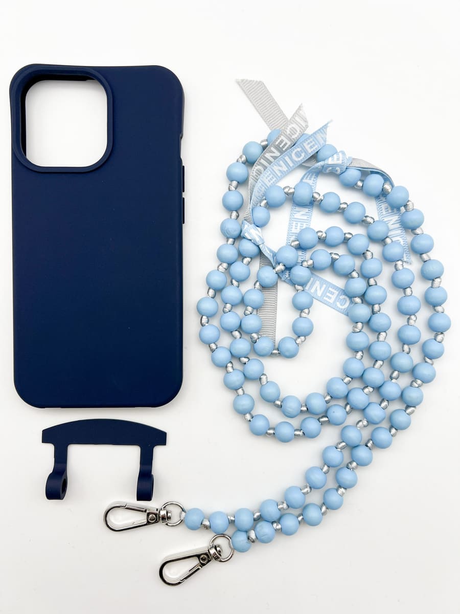 Set Handykette IBIZA BABY BLUE mit Hülle NAVY für iPhone