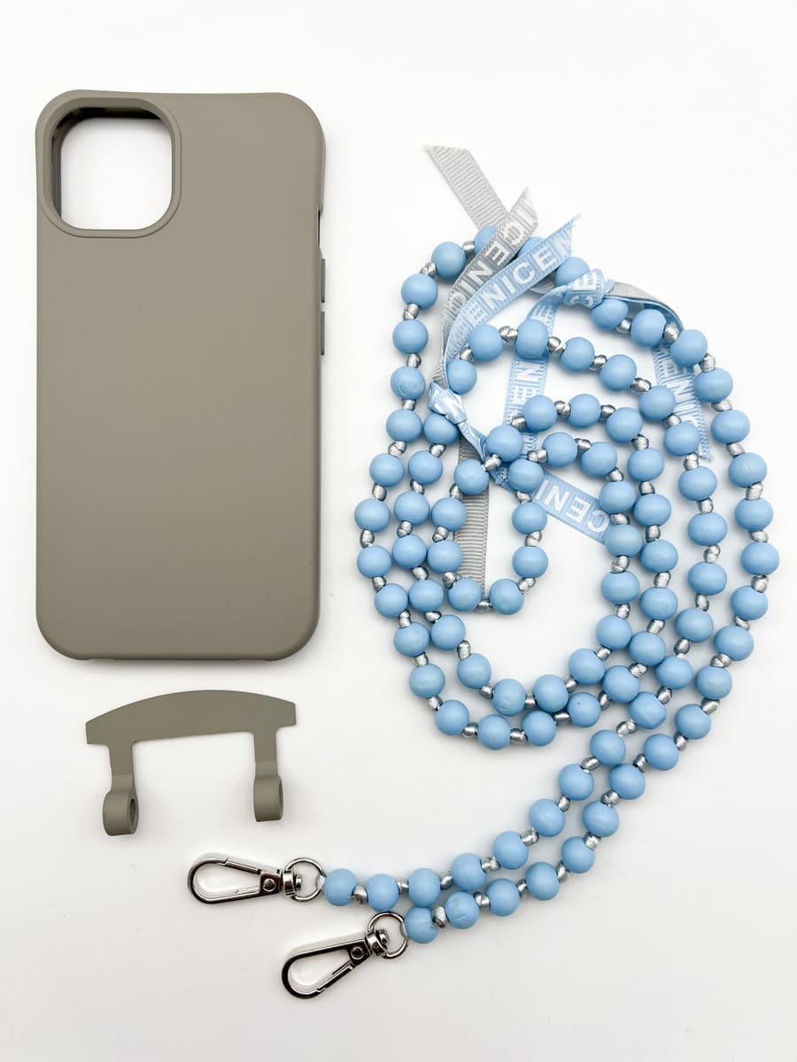 Set Handykette IBIZA BABY BLUE mit Hülle STONE für iPhone