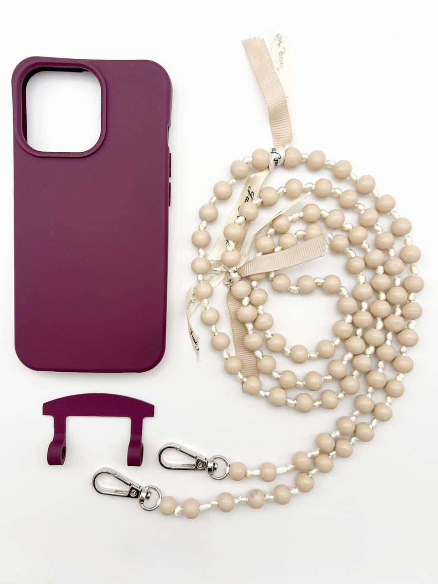 Set Handykette IBIZA BEIGE mit Hülle BERRY für iPhone