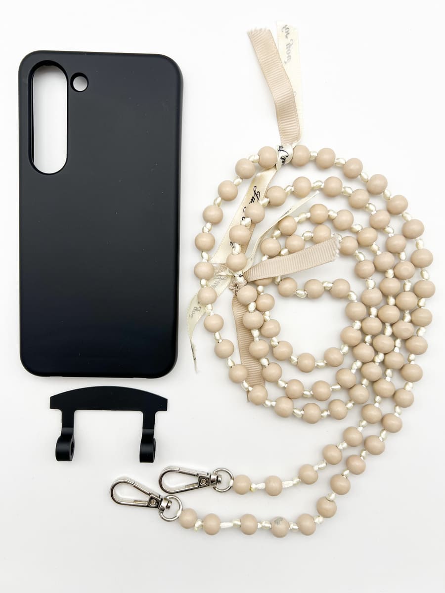 Set Handykette IBIZA BEIGE mit Hülle COAL für Samsung