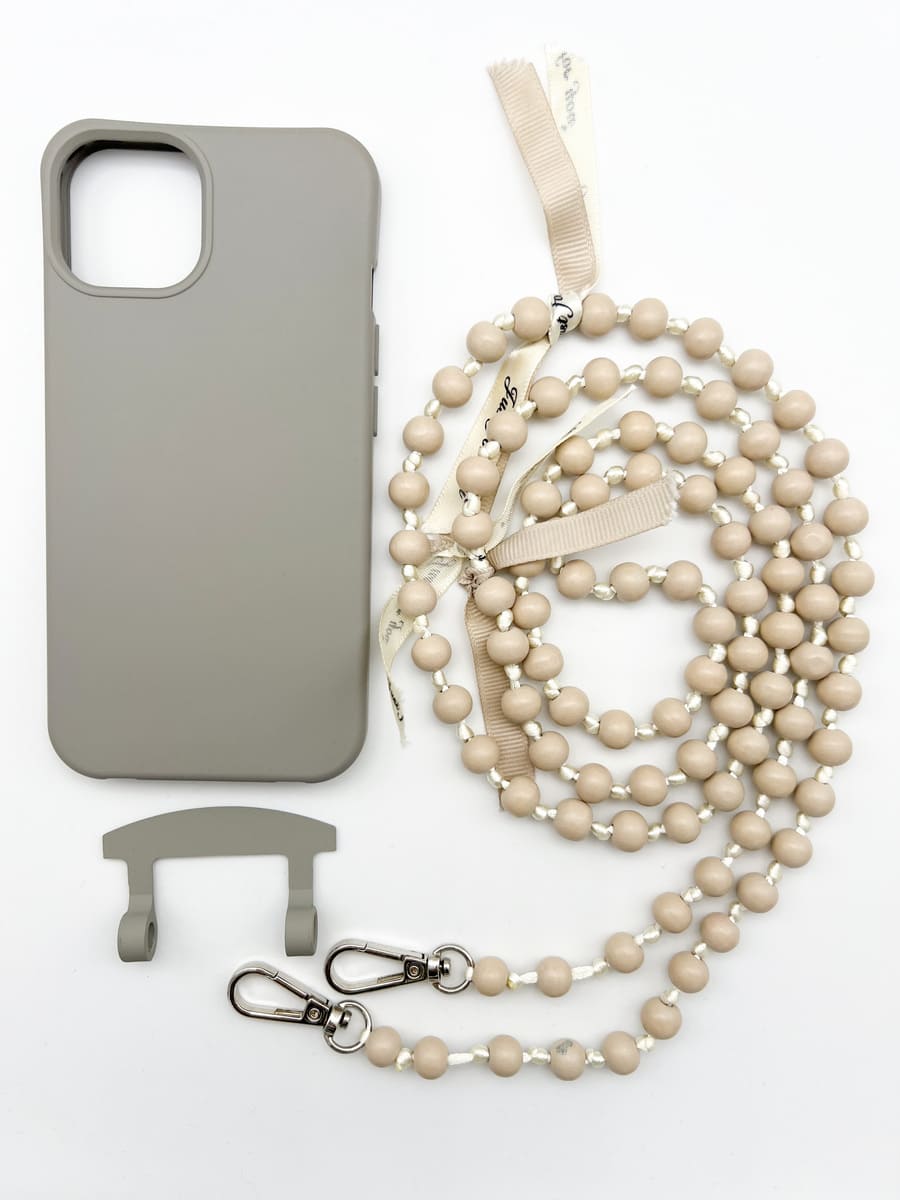 Set Handykette IBIZA BEIGE mit Hülle STONE für iPhone
