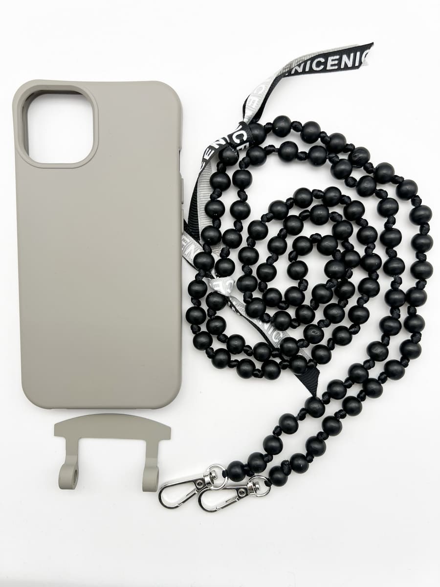 Set Handykette IBIZA BLACK mit Hülle STONE für iPhone