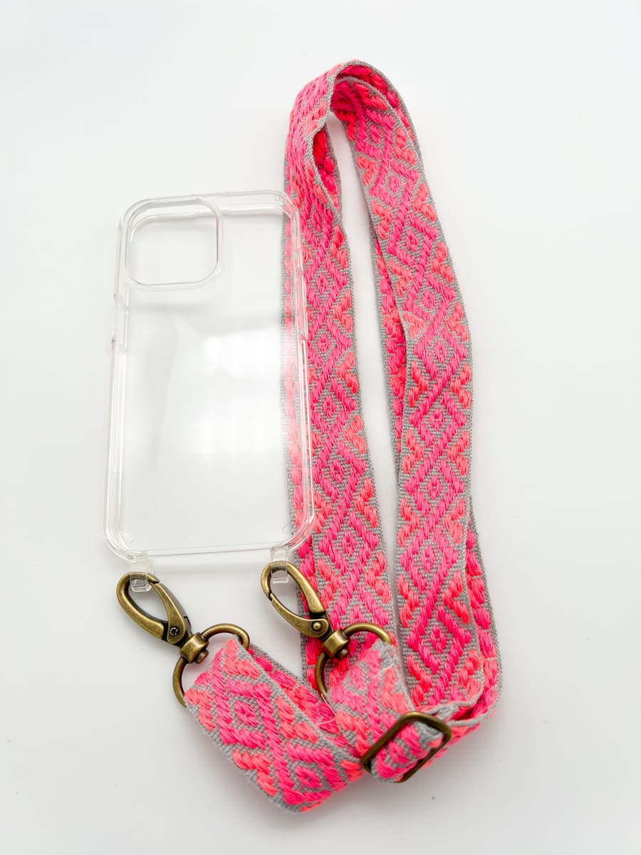 Set Handykette MAYA GRAU NEON mit Hülle AIR für iPhone