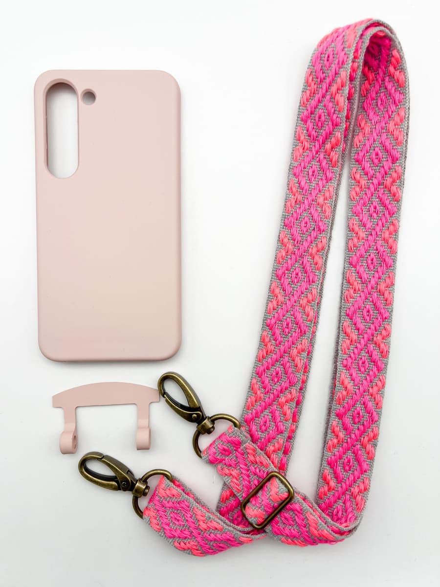 Set Handykette MAYA GRAU NEON mit Hülle CANDY für Samsung